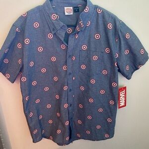 NWT Marvel Captain America Casual Button Down Shirt Medium